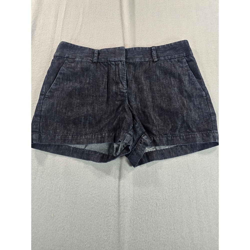 Ann Taylor LOFT Denim Shorts Womens 10 Dark Indigo Cotton Mid Rise Chino Style